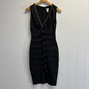 Vintage Cache Womens Beaded Glam Old Money Dress Size 4 Old Hollywood Sexy Rare